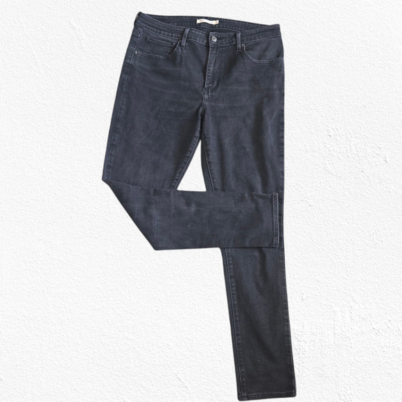 Levi's 721 Skinny Black Charcoal Gray High Waisted Slim Skinny Leg Jeans Size 32 - Picture 1 of 12